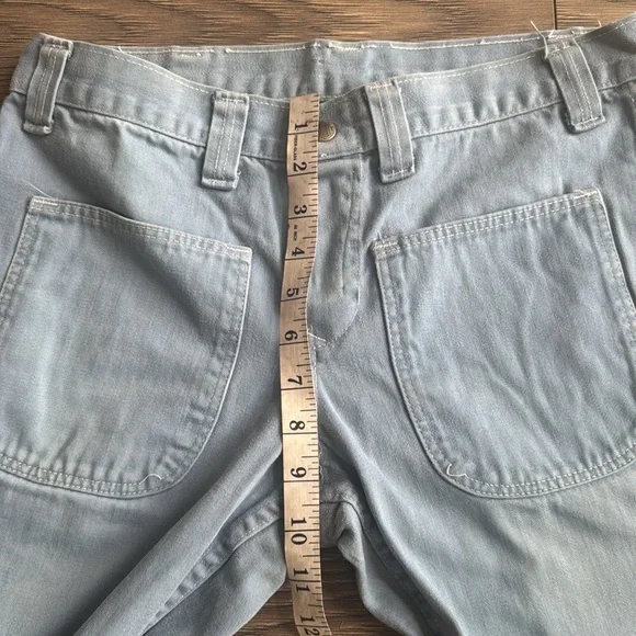 light blue "Hillbilly" bell bottoms flared jeans from the 1960s & 1970s disco - Picture 3 of 12